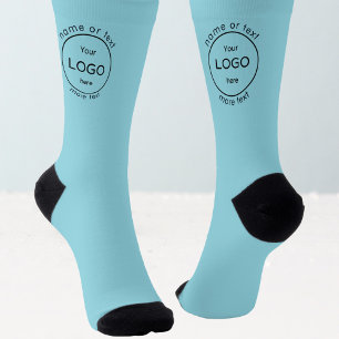 Add your company business shop logo light blue socks