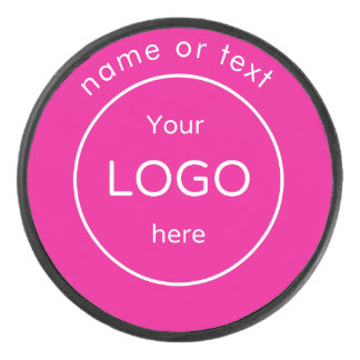 Add your company business shop logo pink hockey puck