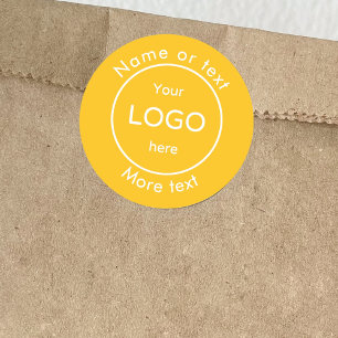 Add your company business shop logo yellow classic round sticker