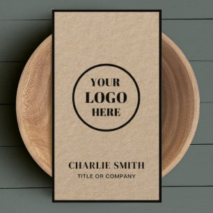 Add Your Company Logo l Modern Rustic Black Script Business Card