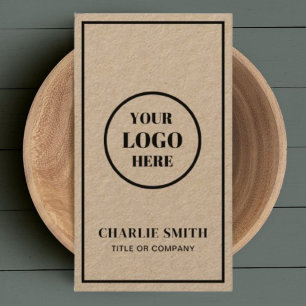 Add Your Company Logo l Modern Rustic Black Script Business Card