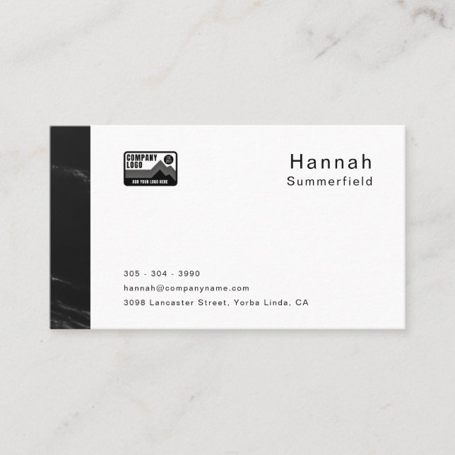 Add Your Company Logo Personalised Marble Pattern Business Card (Front)
