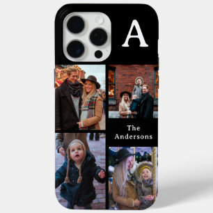 Add Your Custom 4 Photo, Monogrammed & Family Name iPhone 15 Pro Max Case