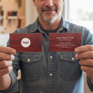 Add Your Custom Carpenter Logo   Red Wood Texture Business Card