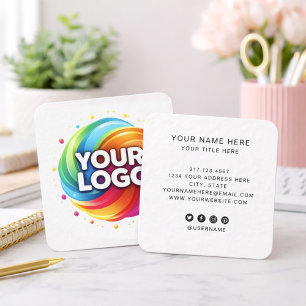 Add Your Custom Circle Logo Professional Square Business Card