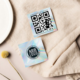 Add Your Custom Logo and QR Code Holographic Square Business Card