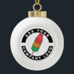 Add Your Custom Logo Business Promotional Ceramic Ball Christmas Ornament<br><div class="desc">Add your brand logo and custom text to this ornament that's perfect for creating brand awareness or as an advertising medium. Available in other colours and sizes. No minimum order quantity and no setup fee.</div>
