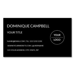 Add Your Custom Logo Circle Dark Elegant Magnetic Business Card