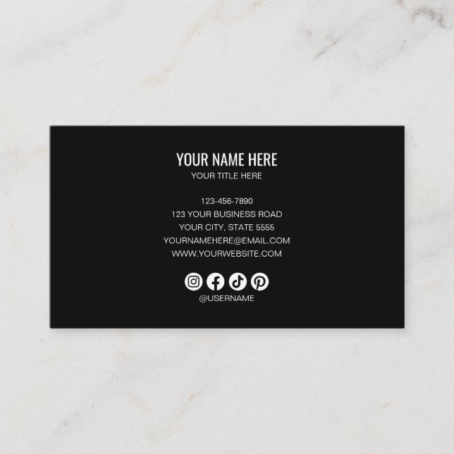 Add your custom logo circle professional black business card (Front)