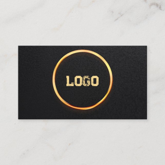 Add your custom logo circle professional black business card (Front)