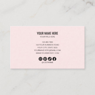 Add your custom logo circle professional Pink Business Card