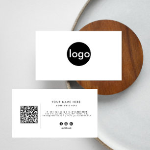 Add your custom logo circle professional QR Code  Business Card