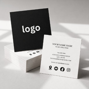 Add your custom logo circle professional white squ square business card