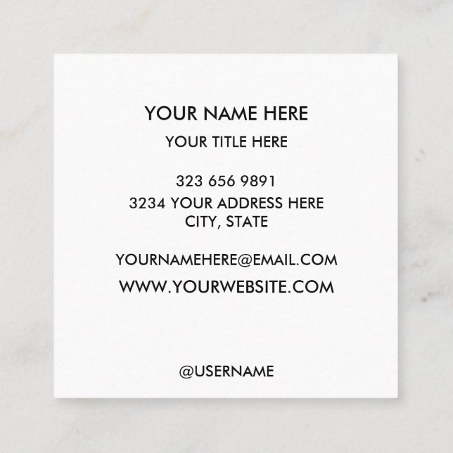 Add your custom logo circle  white square business card (Back)