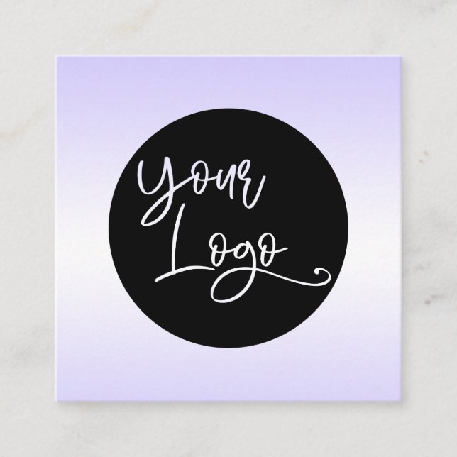 Add Your Custom Logo Lavender and White Ombre Square Business Card (Front)