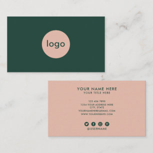 Add Your Custom Logo Professional Green And Pink Business Card