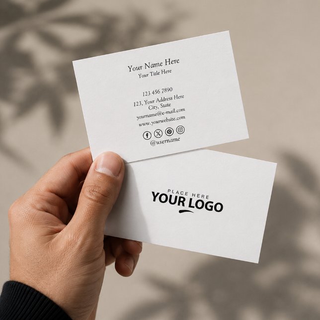 Add Your Custom Logo | Simple Executive White Business Card (Add Your Custom Logo | Simple Executive White Business Card)