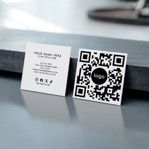 Add Your Custom QR Code Logo Professional White Square Business Card