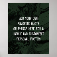 Add Your Custom Quote Black & Evergreen Marble