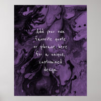 Add Your Custom Quote Black Marble, Bright Purple