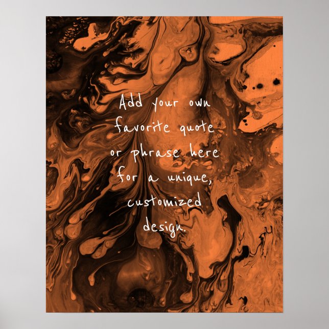 Add Your Custom Quote Black Marble, Orange Peel Poster (Front)