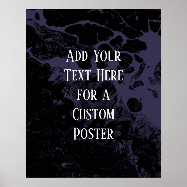Add Your Custom Text Black & Dusty Purple Marble Poster (Front)