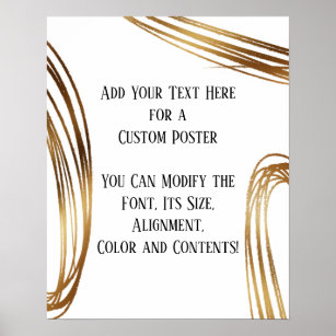 Add Your Custom Text Gold Metallic Scribbled Ovals Poster