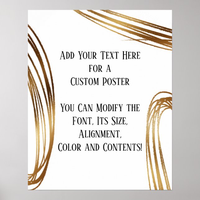 Add Your Custom Text Gold Metallic Scribbled Ovals Poster (Front)