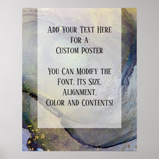Add Your Custom Text Organic Abstract Alcohol Ink Poster (Front)
