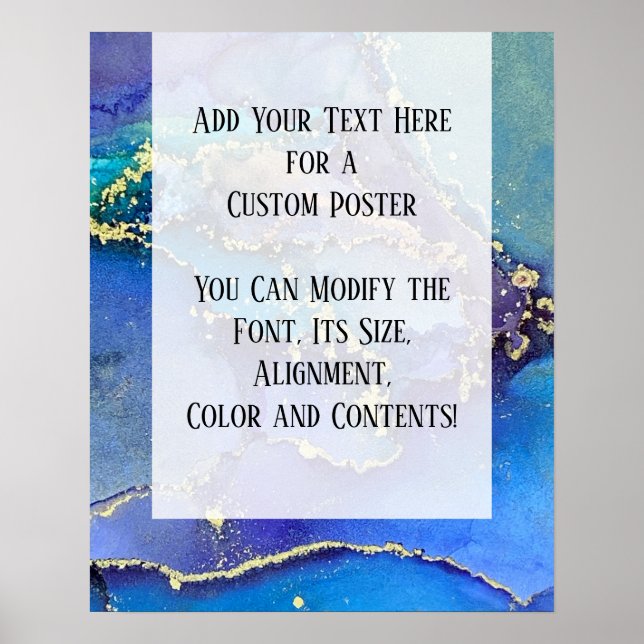 Add Your Custom Text Organic Abstract Alcohol Ink Poster (Front)