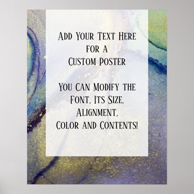 Add Your Custom Text Organic Abstract Alcohol Ink Poster (Front)