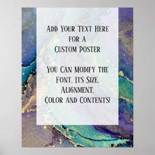 Add Your Custom Text Organic Abstract Alcohol Ink Poster