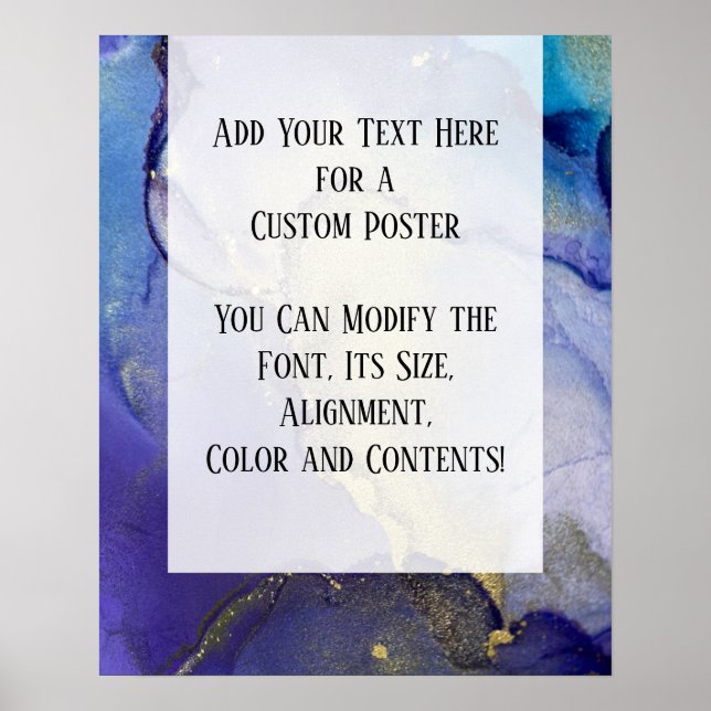 Add Your Custom Text Organic Abstract Alcohol Ink Poster (Front)