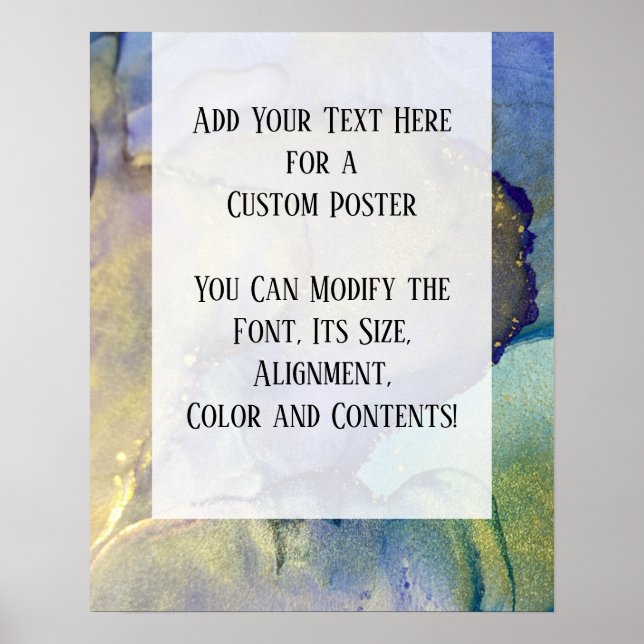 Add Your Custom Text Organic Abstract Alcohol Ink Poster (Front)