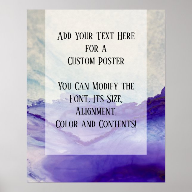 Add Your Custom Text Purple Abstract Alcohol Ink Poster (Front)