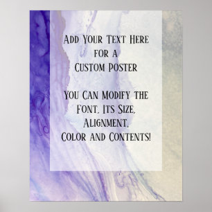Add Your Custom Text Purple Abstract Alcohol Ink Poster