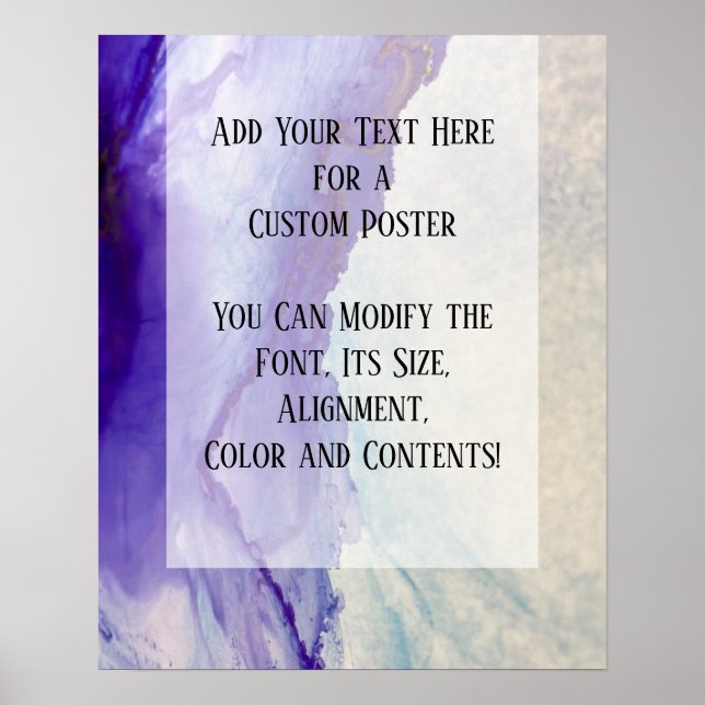 Add Your Custom Text Purple Abstract Alcohol Ink Poster (Front)