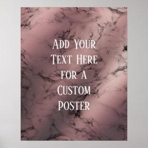 Add Your Custom Text Rose Gold & Black Marble Poster