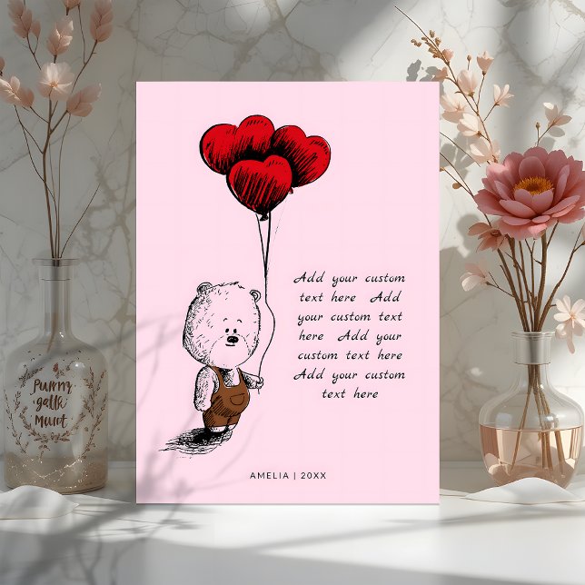 Add Your Custom Text Teddy bear valentines day Holiday Card (Creator Uploaded)