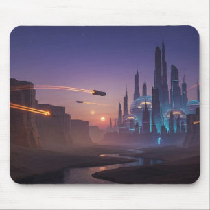 Add Your Desi   Neon Cyberpunk Glass Dome City Mou Mouse Pad