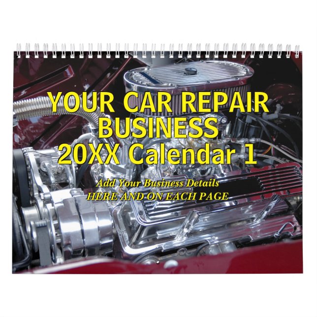 Add Your Details - Car Repair Business 20xx Calend Calendar (Cover)