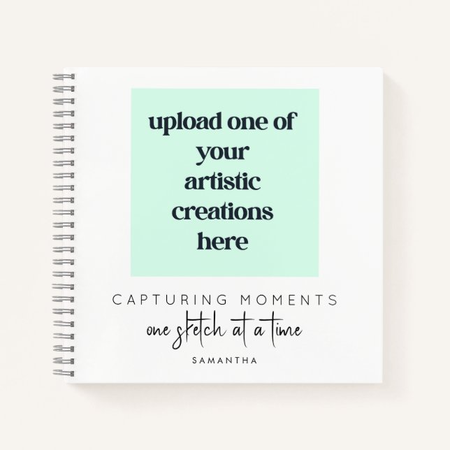Add Your Drawings Artwork Quote Name White Sketch Notebook (Front)