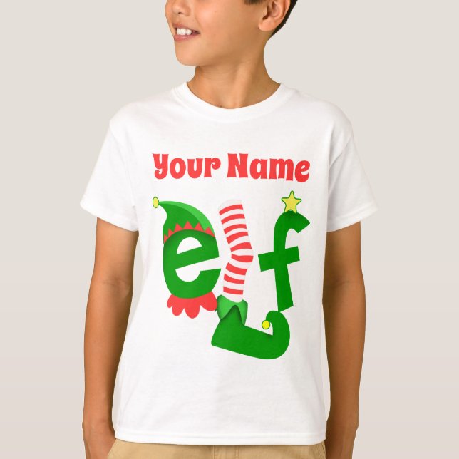 Add Your Elf Name Christmas - Customise T-Shirt (Front)