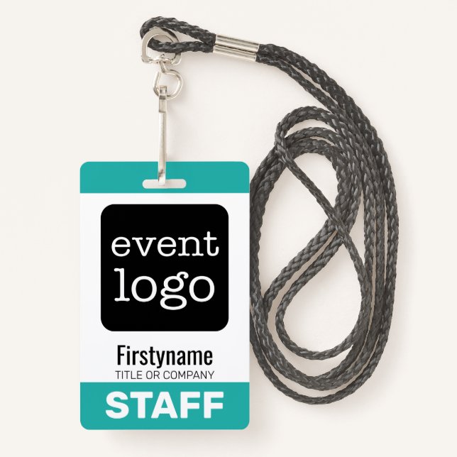 Add Your Event Logo with First Name - STAFF ID Badge (Front with Lanyard)