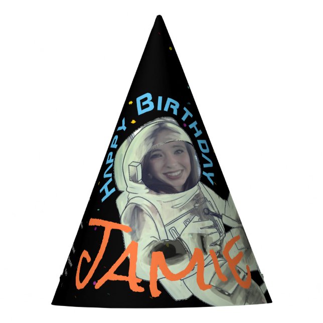 Add Your Face Photo Astronaut Party Hat (Front)