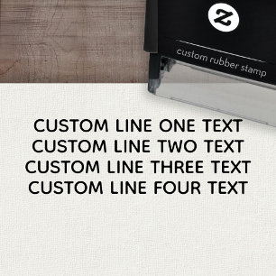 Add your favourite Text - Four Lines All Uppercase Self-inking Stamp