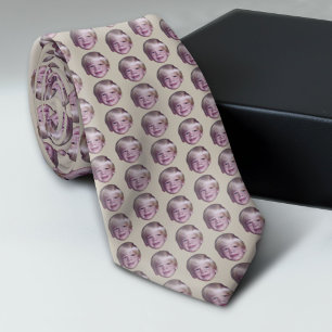 Add Your Floating Head Photo - Small Pattern Beige Tie