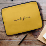 Add Your Full Name Minimal Monogram Mustard Yellow Laptop Sleeve<br><div class="desc">A simple and elegant full name monogram design.</div>
