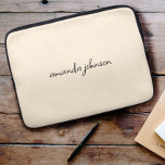 Add Your Full Name Minimal Monogram on Cream Laptop Sleeve<br><div class="desc">A simple and elegant full name monogram design.</div>