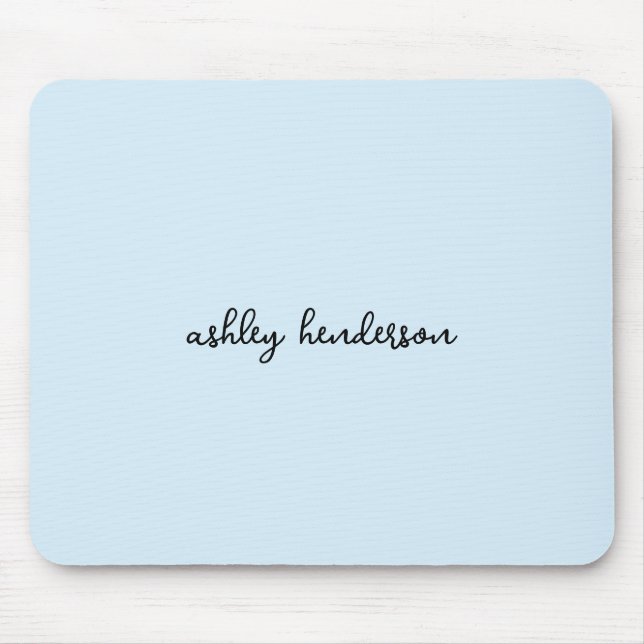 Add Your Full Name Minimal Monogram on Light Blue Mouse Pad (Front)